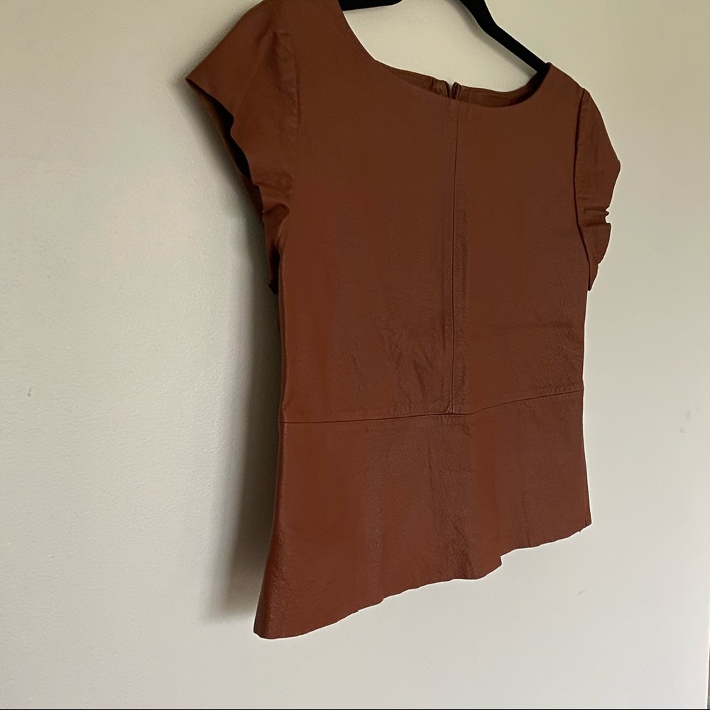 ASOS LEATHER TOP. RICH BROWN SIZE 14